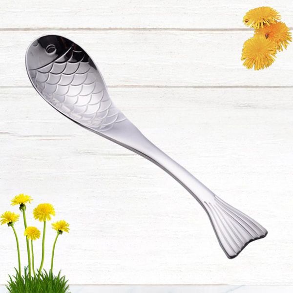 

spoons fish shape soup spoon stainless steel ladle dinner )