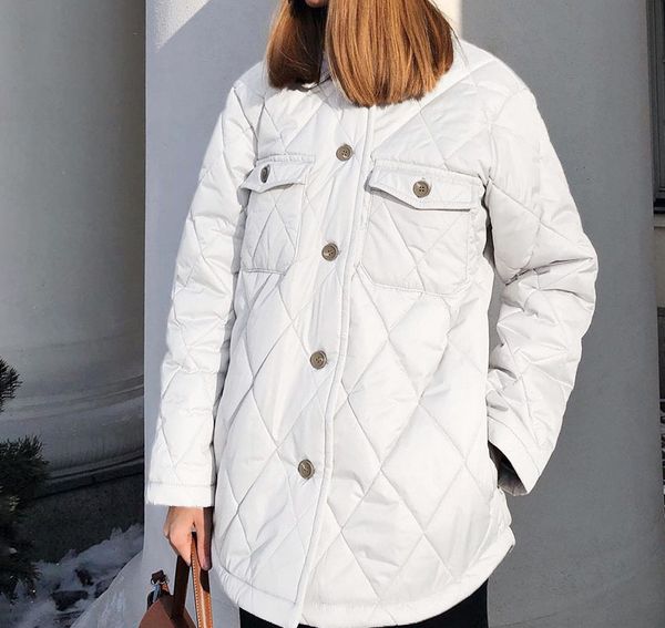 

cp argyle casual front buttons parkas women fashion turn down collar coats women elegant pockets cotton jackets female ladies, Black