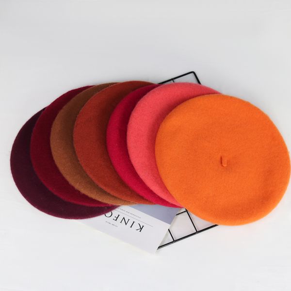 

fitted hat new wool light board red beret ladies multi-style painter hat casual wild pumpkin hat trucker red, Blue;gray