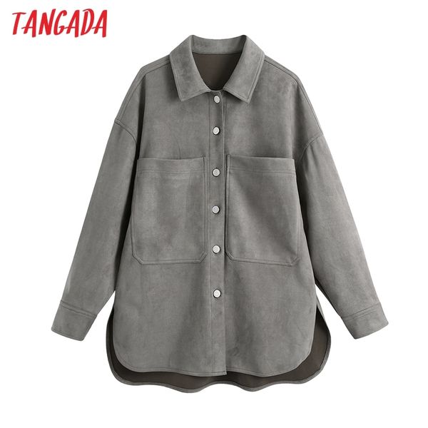 

women solid gray suede oversized jacket spring fashion female long sleeve be512 210416, Black;brown