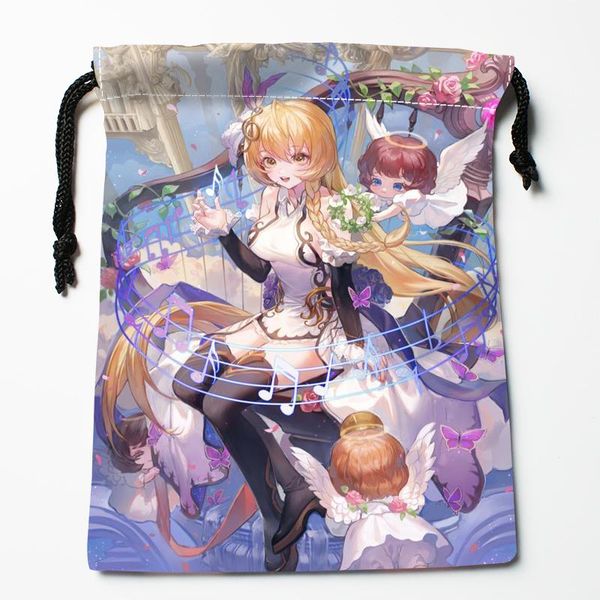 

storage bags custom angel anime drawstring wedding party christmas gift pouches packing 18x22cm satin fabric bag 0519