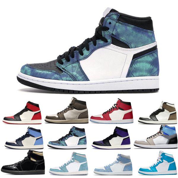 

2022 jumpman 1s basketball shoes men's turbo green unc dark mocha tie dye purple bred toe cactus jack chicago obsidian shadow walking