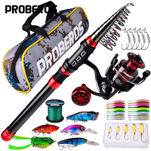 

1.8m-3.6m fishing rod +spinning reel combos hard soft lure line bag sets kit for travel combo