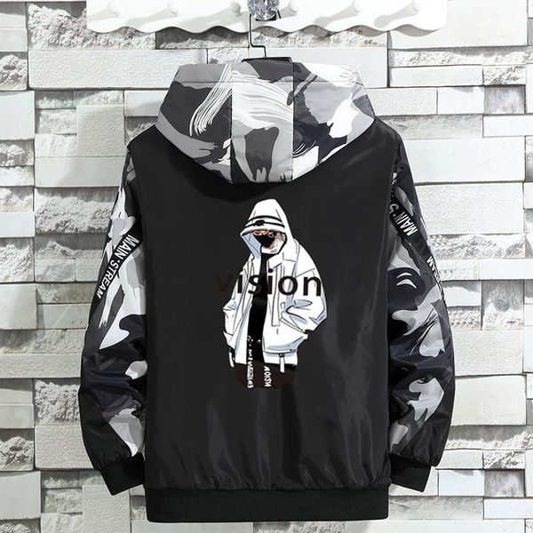 

men's jackets zipper bomber jacket casual outdoor windbreaker hooded slim fit cotton print pullover clothing, Black;brown