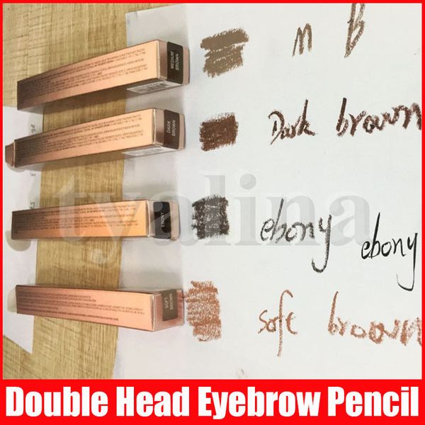 

4 colors Double Ended Eyebrow Pencil Eyebrow Enhancer Enhancers Makeup Skinny Brow Liner with brush eye brow Pen tool