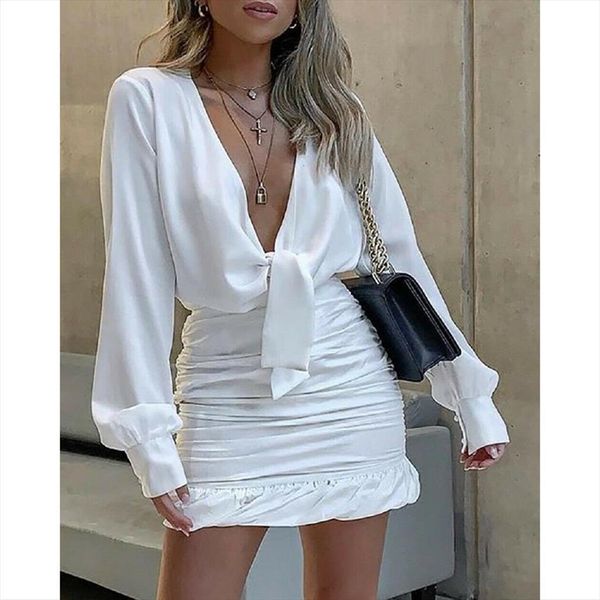 

pre autumn deep women dress v neck long flare sleeve lapel ruffle cuff short leopard print ol, Black;gray