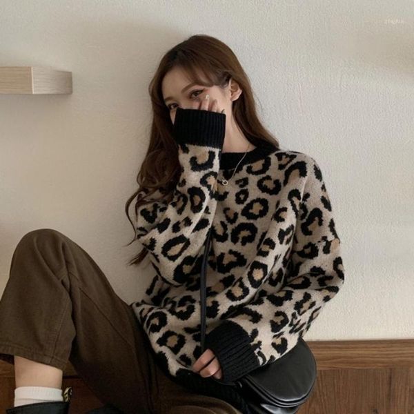 

leopard sweater for women in autumn and winter women's sweaters, White;black