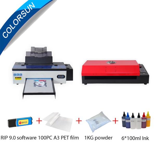 Colorsun A3 DTF Drucker R1390+ PET Film Ofen Transferdruck Paket Direkt Kit für T-Shirt Drucker