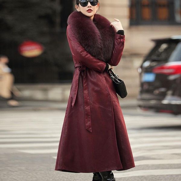 

women's leather & faux coat winter skin, mostly long, elegant legitimate, Black