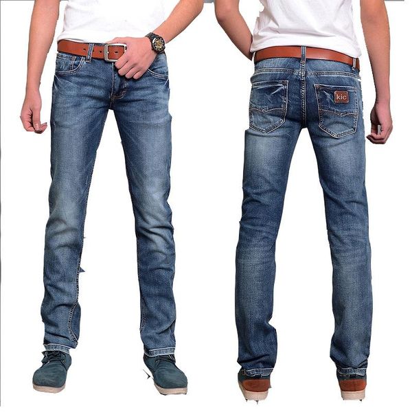 

men's jeans 2021 fashion slim small feet elastic straight, Blue