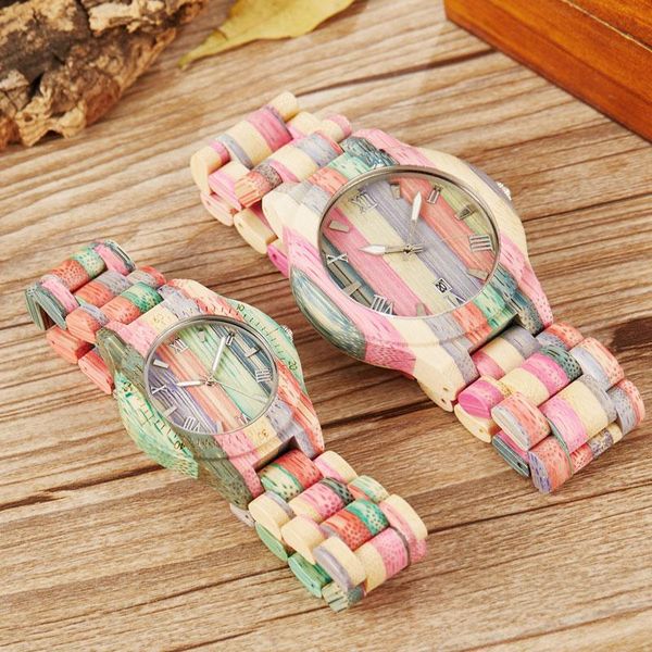 

wristwatches natural couple watches ladies colorful wooden bracelet creative quartz wood girl watch women lovers relogio feminino, Slivery;brown