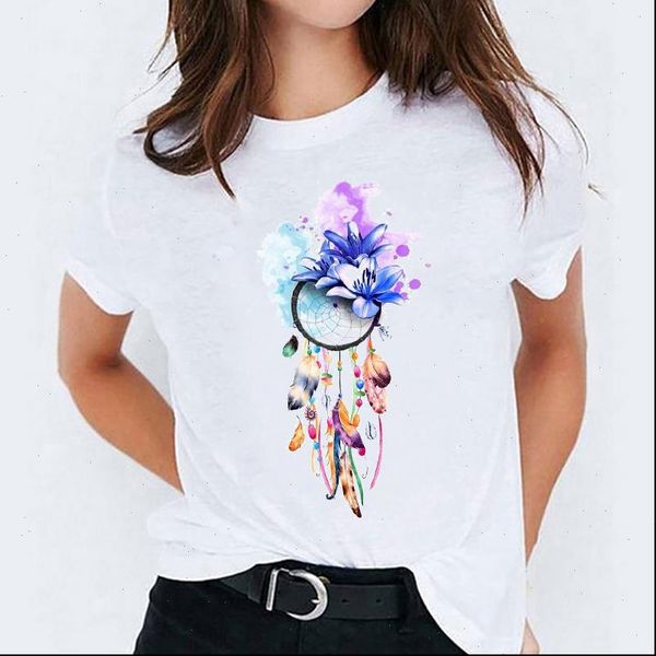 

flower watercolor floral 90s trend womens clothing print graphic tee, White