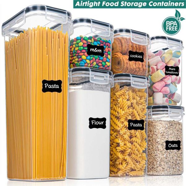 

storage bottles & jars 15pcs/set transparent airtight pantry pasta box multigrain sealed food container plastic kitchen refrigerator