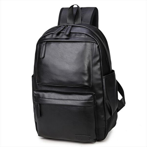 

20 vintage backpack travel leather large capacity rucksack shoulder school bag for women men retro solid bagpack back pack
