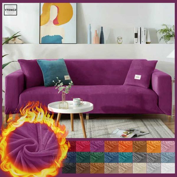 

chair covers solid color thick velvet sofa for living room warm towel purple slip-resistant cover strech slipcover
