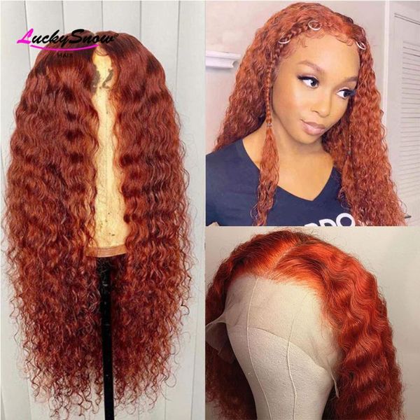 

lace wigs curly human hair wig brazilian remy ginger orange colored front for women 4x4 closure 250%, Black;brown