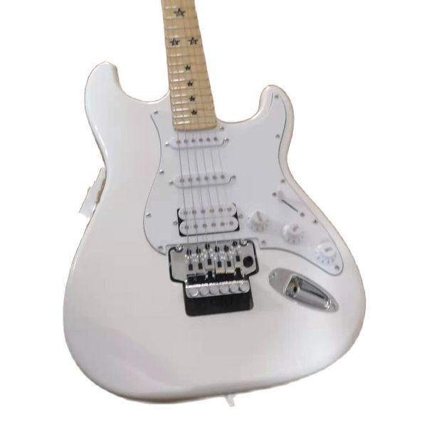 

2022 new strat guitar,gyst-1200 white color, solid body ,maple fretboard 22 frets , chrome hardware ,floyd rose bridge,