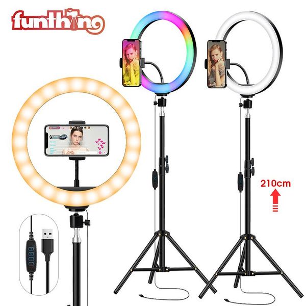 

inch rgb ring light with tripod led selfie lamp professional pographic lighting for makeup youtube fill flash heads