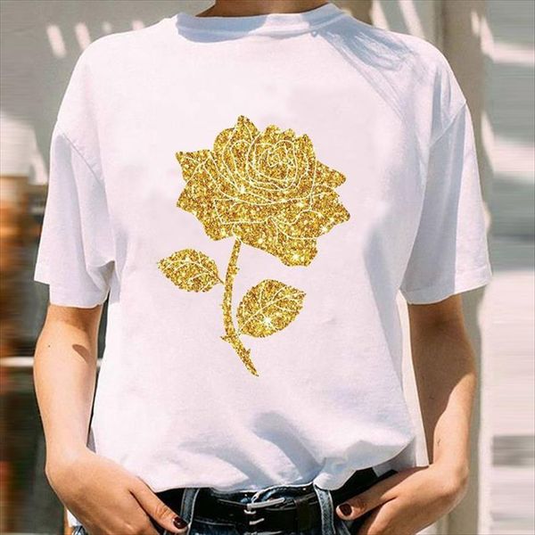 

graphic flower rose valentines women t shirts day summer short sleeve fashion print female clothes tees shirt, White
