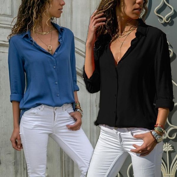 

women's blouses & shirts zogaa women loose summer blouse fashion long sleeve v-neck casual lady solid color street woman clothing, White