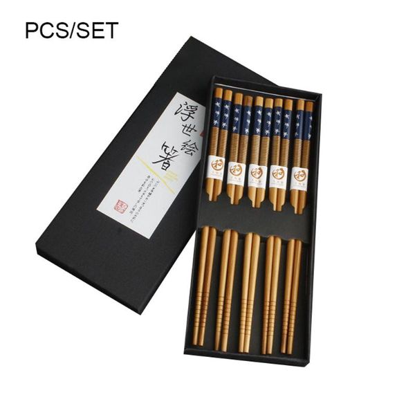 

chopsticks 5 pairs set japanese style bamboo reusable dessert sushi healthy wood chopstick
