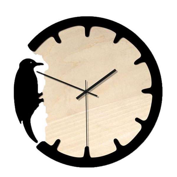 

wall clocks home decoration woodpecker clock nordic style silent wooden living room #6m22