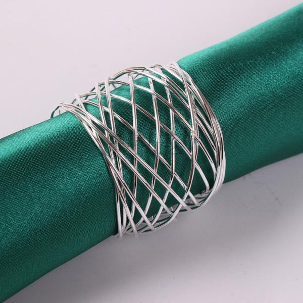 

5pcs el gold and silver threaded mesh napkin ring mouth metal buckle table wedding decoration rings