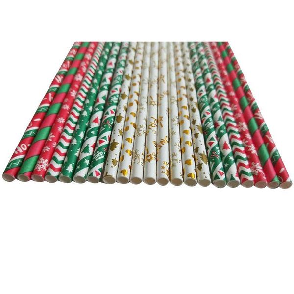 Diminuiço de jantar descartável 25pcs canudos de papel criativo para bebida de palha de palha decorações de festas de festas infantis de bebê suprimentos de casamento de chá de bebê