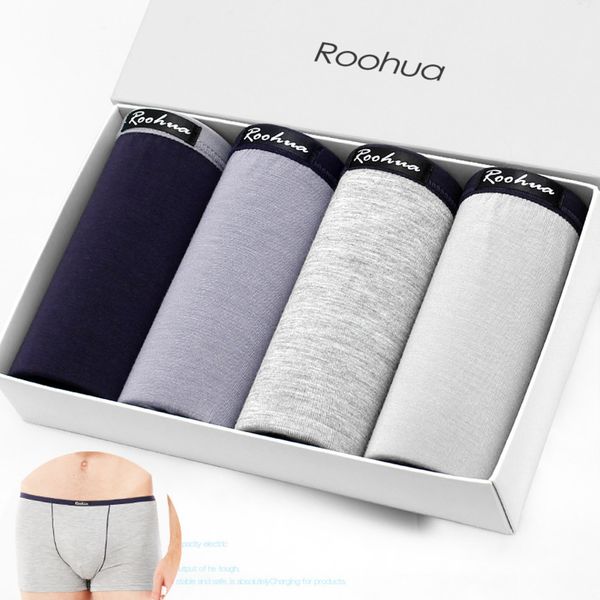 

luohua simple bamboo fiber u convex middle waist men's boxer underwear 9103, White;black