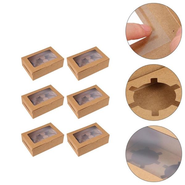 

gift wrap 1 set 10pcs kraft paper cake packing boxes cupcake dessert with inserts