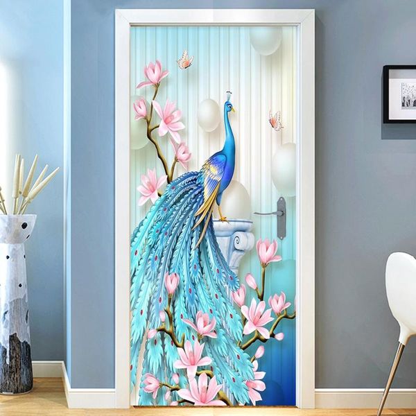 

wallpapers european style 3d embossed blue peacock po murals wallpaper living room bedroom luxury door sticker pvc wall paper home decor