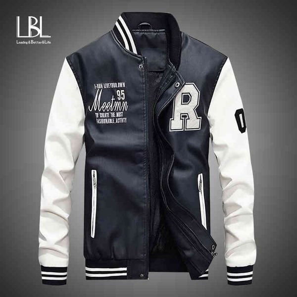 

men's leather et, pu baseball suit, embroidery, br, pilot pilot, wool, warm and luxurious, leisure, winter, new 2020, Black