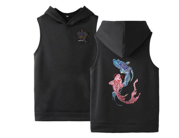 

sweatshirt men fitness vest hooded oversize hoody designer, Black