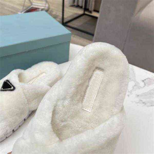 

designer women winter plush slippers indoor e shoes warm fox fur for slides flip flops size 35-40 with box y1104, Black