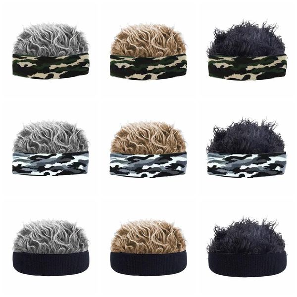 

novelty adjustable wig baseball cap cool gift hair sun hat funny rebound outdoor hats, Black;white
