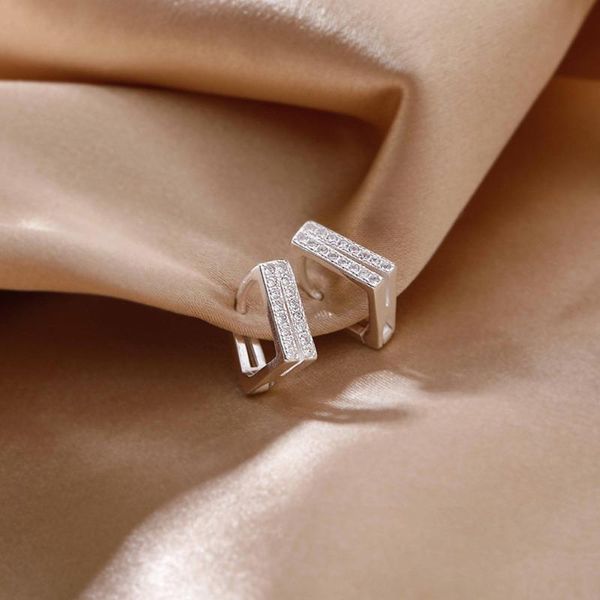 

hoop & huggie square round circle earrings crystal rhinestone earring for women daily party wedding geometric jewelry accessories, Golden;silver