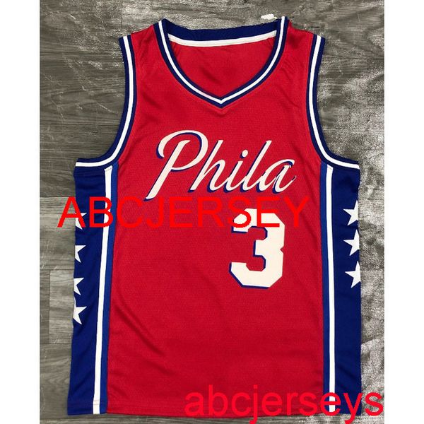

men's 5 styles jersey 3# iverson 2021 red basketball jersey s- vest, Black