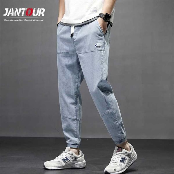 Jantour марки осень зима мужские подражательные джинсы Jogger Harem джинсовые толстые грузовые брюки хип-хоп Harajuku хлопковые брюки мужчина 3 4xL 211112