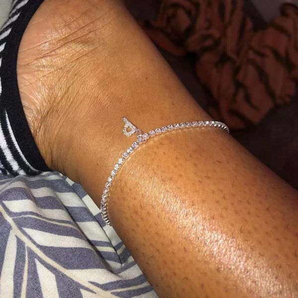

anklets initial letter ankle bracelet crystal zircon alphabet for women foot chain beach leg bracelets boho jewelry gifts, Red;blue