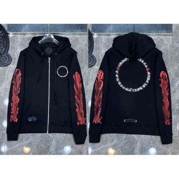 

designer luxury classic fashion hoodies mens zipper ch horseshoe sanskrit cross print pullover hooded sweatshirts sweater woman loose jackts, Black