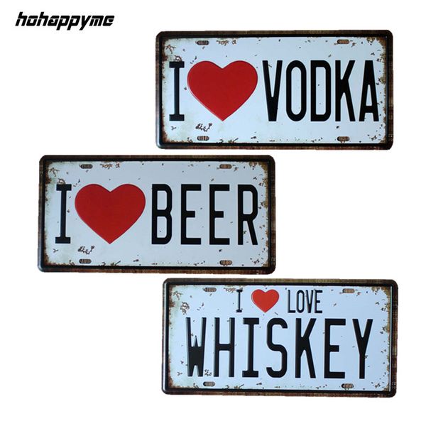 

15*30 cm i love vodka/beer/whiskey pub signs wall decorative plates vintage plaque