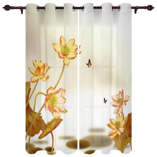 

curtain & drapes living room curtains ink lotus butterfly home decoration for the kitchen study bathroom window valance