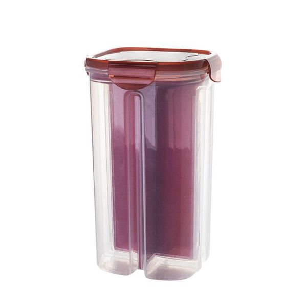 

2/4 grids plastic kitchen cereal dispenser sealed flour grain rice storage box bottles & jars