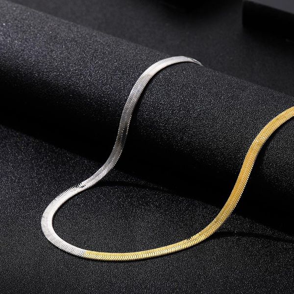 

chains good quality minimalist flat snake chain choker necklace punk gold silver color mixed collar clavicle women jewelry