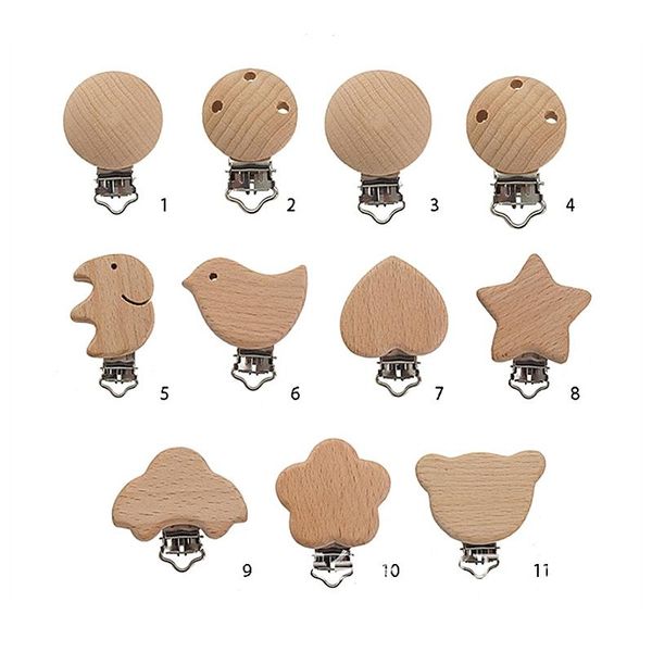 

pacifiers# 1pc arrival lovely wooden pacifier clip natural beech wood baby clips dummy diy chain accessory