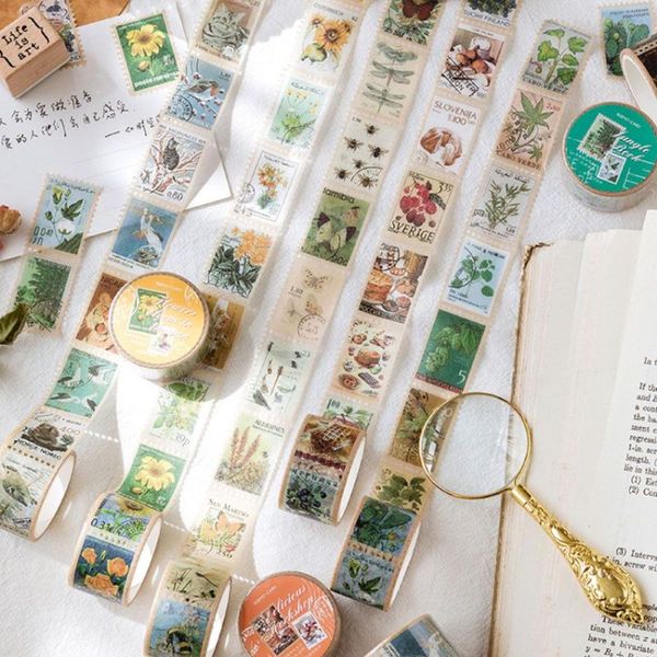 

gift wrap 1roll decor stamp stickers plant flower pattern vintage style scrapbook supplies stationery sticker philatelic museum series