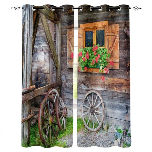 

flower wheel window old wooden hut curtains for living room modern bedroom drapes blinds curtain &