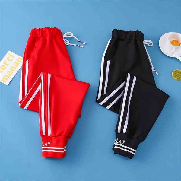 

spring sport cargo plus size womens capris letter embroidery high waist streetwear cool girl harajuku hip hop, Black;white