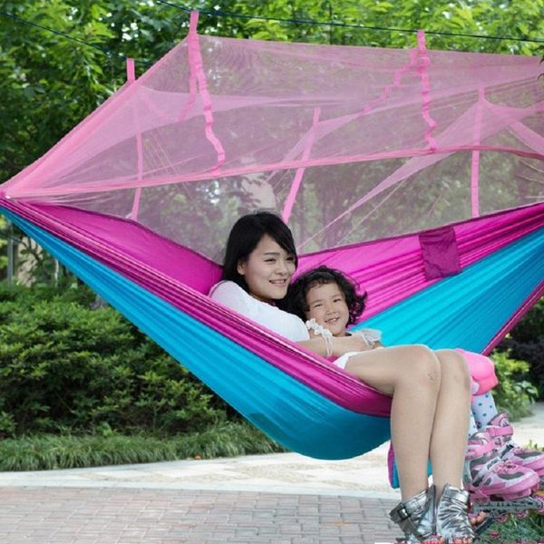 

summer utdoor camping hammock nets tent single anti mosquito gauze chair parachute nylon military sleeping bags