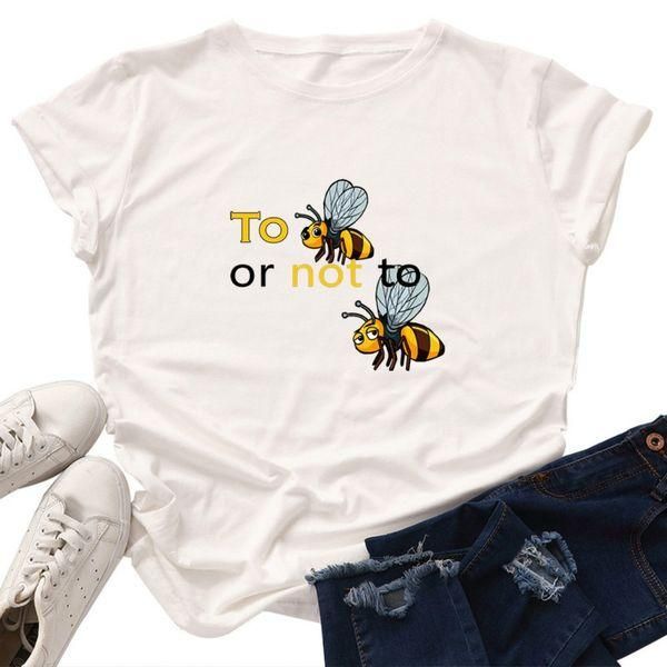 

women's t-shirt fashion to be or not letter print casual short sleeve grunge tumblr funny party hipster tees, White